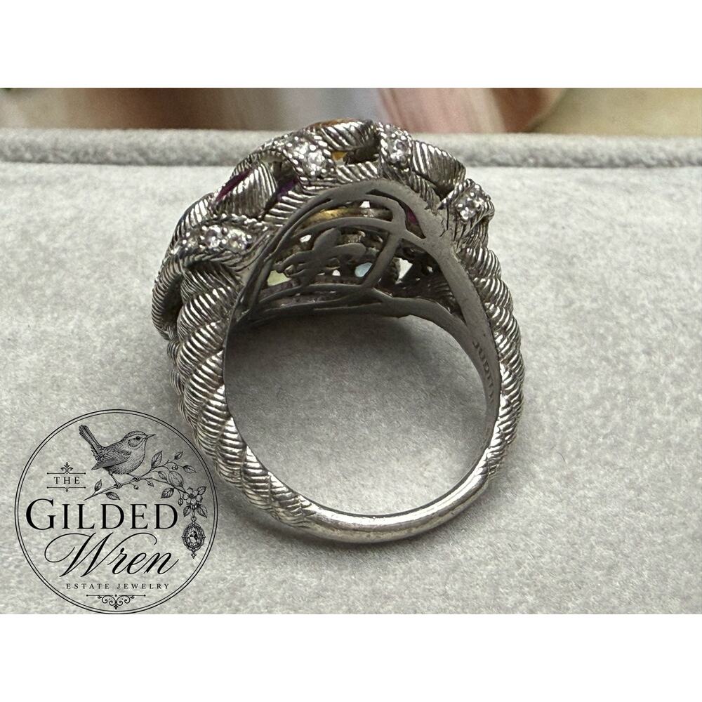 Judith Ripka Sterling Silver Multi Gemstone CZ Dome Ring Amethyst Topaz Sz 6 - Picture 13 of 13